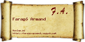 Faragó Armand névjegykártya