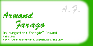 armand farago business card